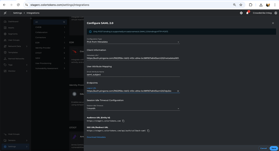 SAML configuration in Xshield