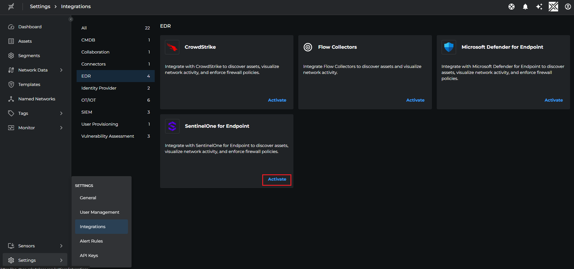 Activate SentinelOne in Xshield