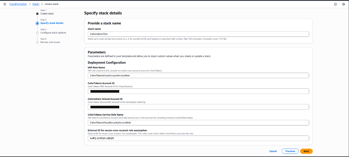 Manual onboarding - stack parameters